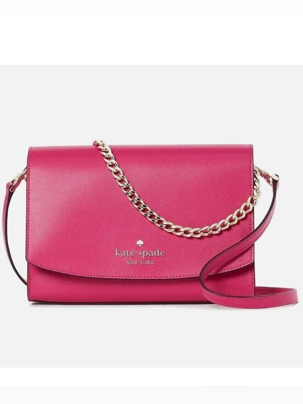 KATE SPADE♠️New York "Carson"🩷DEEP HIBIS🩷LEATHER CONVERTIBLE CROSSBODY🌟EUC🌟